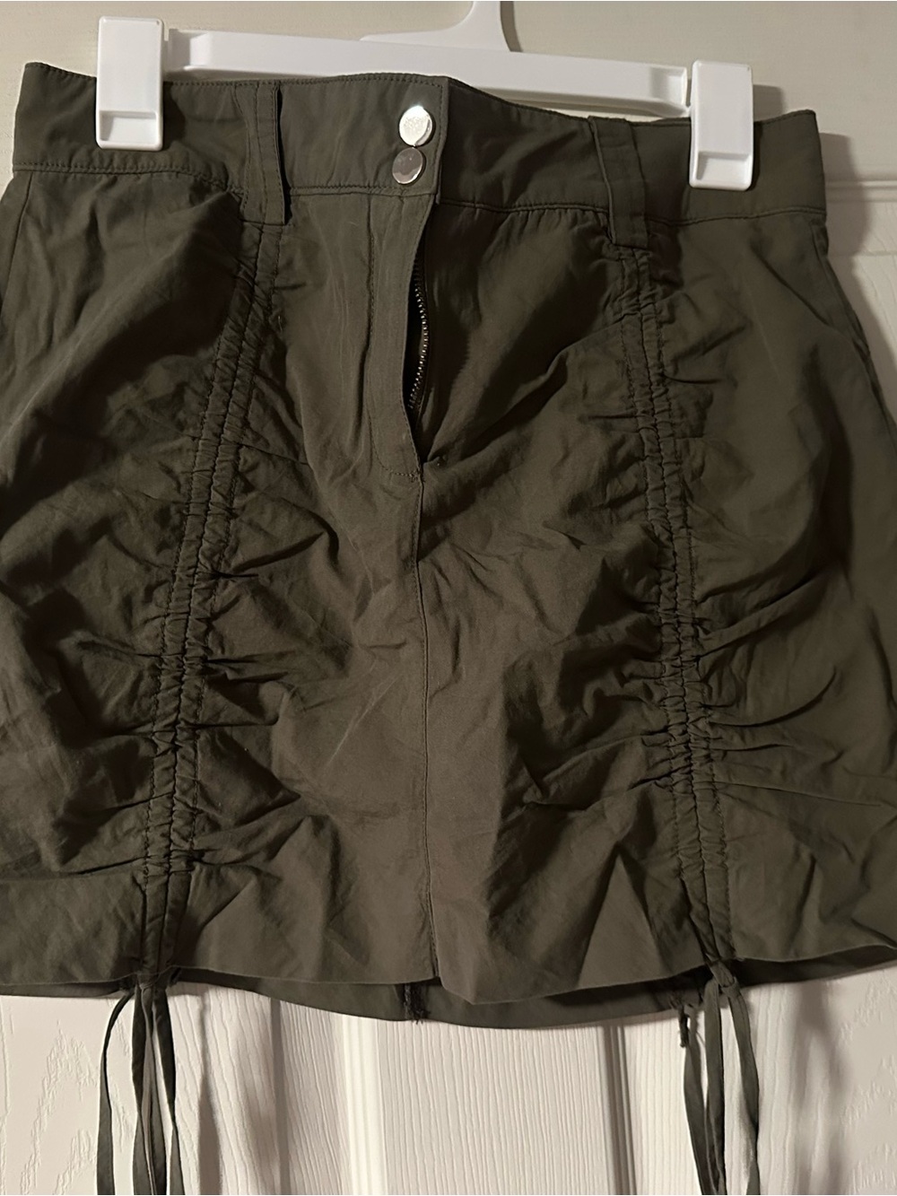 Windsor Olive Drawstring Mini Skirt